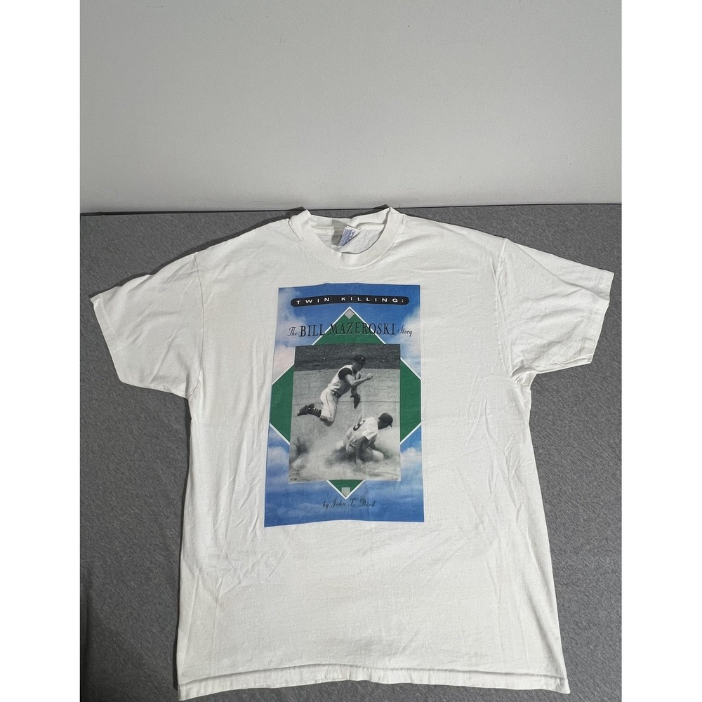 Vintage Bill Mazeroski Shirt Mens XL White Twin Killing Graphic Baseball MLB 90s